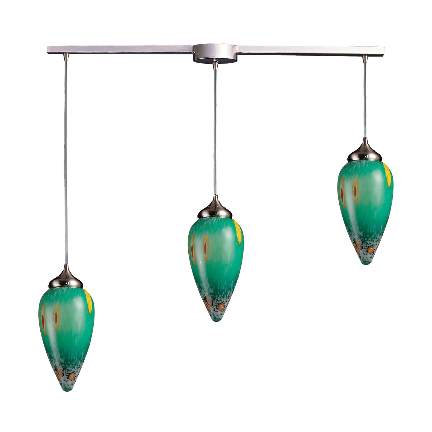 Lacrima 3-Light Linear Chandelier - Emerald Glass