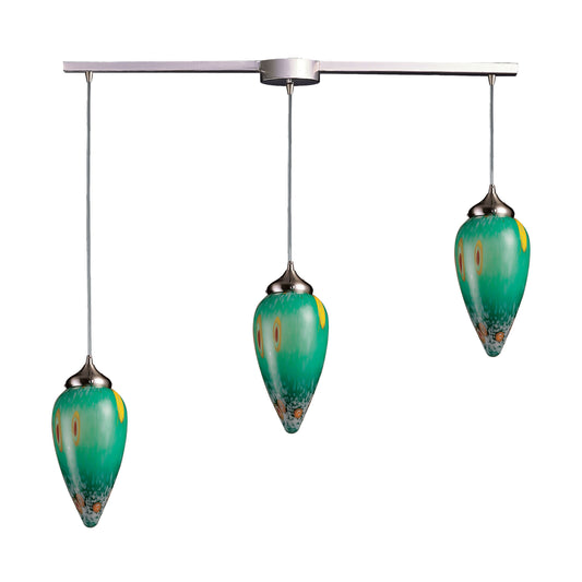 Lacrima 3-Light Linear Chandelier - Emerald Glass