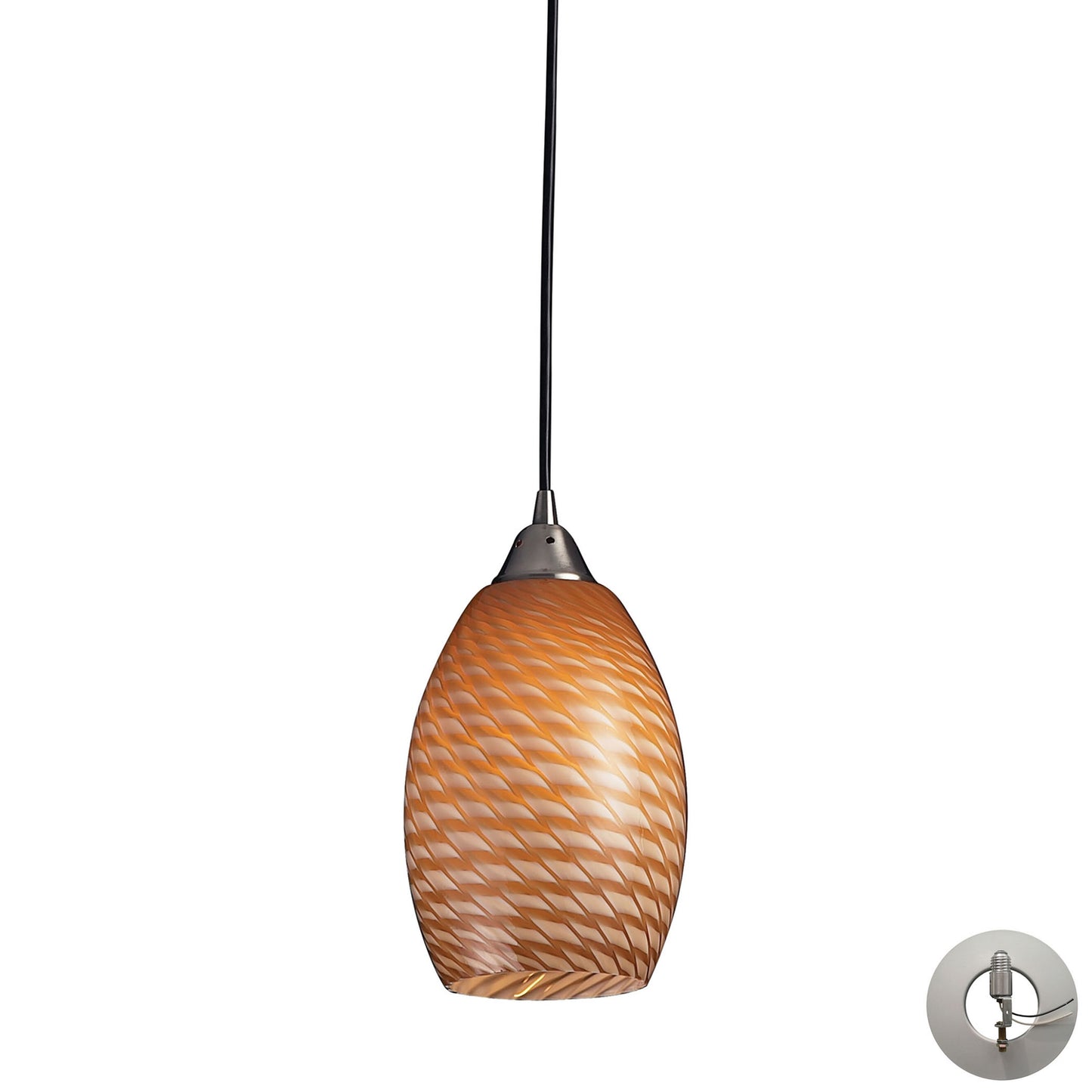 Mulinello 6'' Wide 1-Light Mini Pendant - Satin Nickel - Includes Adapter Kit
