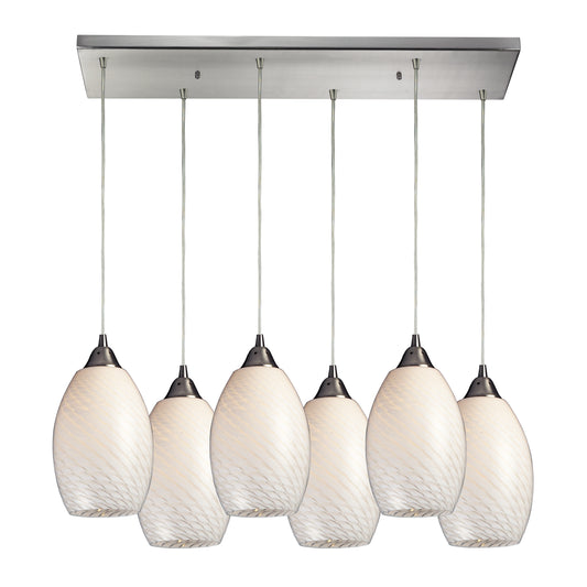 Mulinello 30'' Wide 6-Light Pendant - Satin Nickel