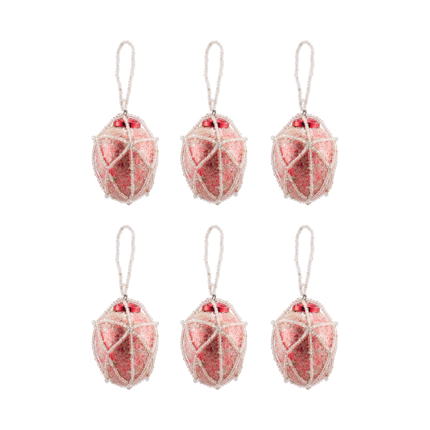 Beaded Ornament - Set of 6 Oval