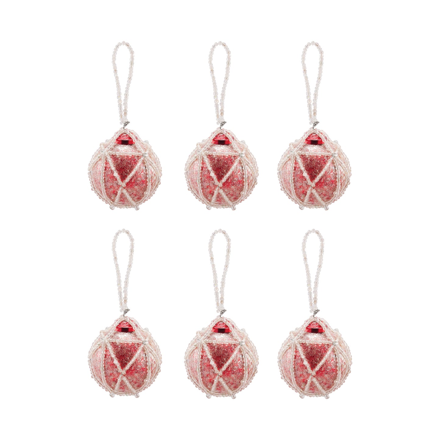 Beaded Ornament - Set of 6 Round