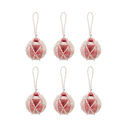 Beaded Ornament - Set of 6 Round