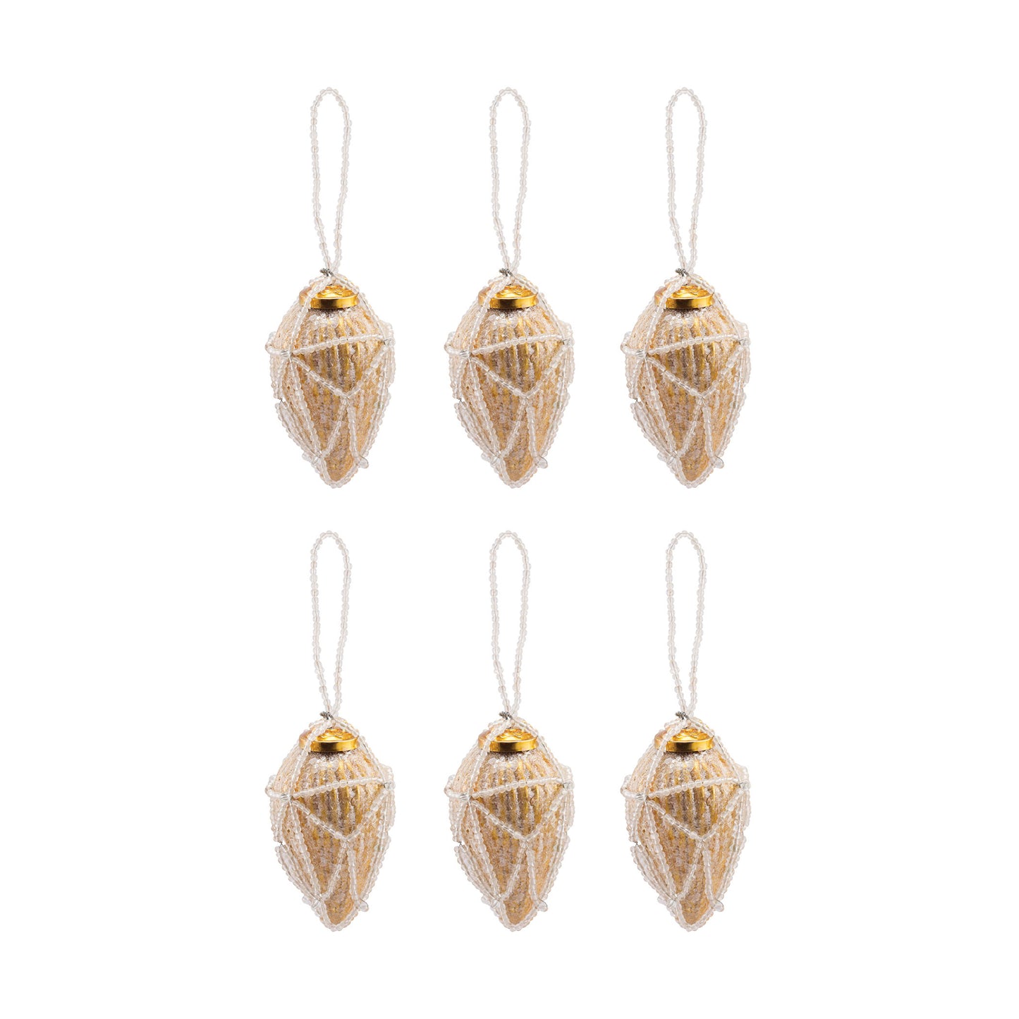 Beaded Ornament - Set of 6 Conical