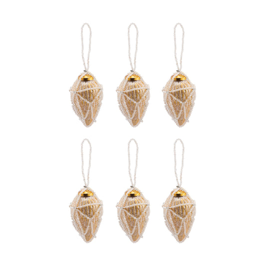 Beaded Ornament - Set of 6 Conical