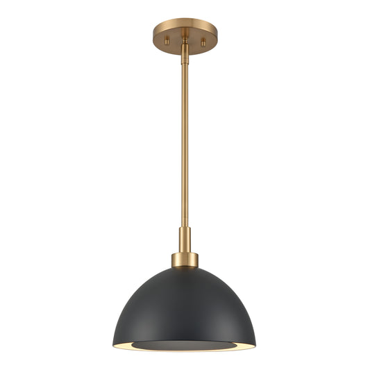 Pelham 10'' Wide 2-Light Pendant - Satin Brass with Matte Black