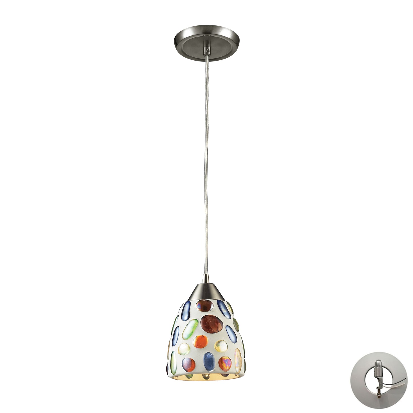 Gemstone 6'' Wide 1-Light Pendant - Satin Nickel - Includes Adapter Kit