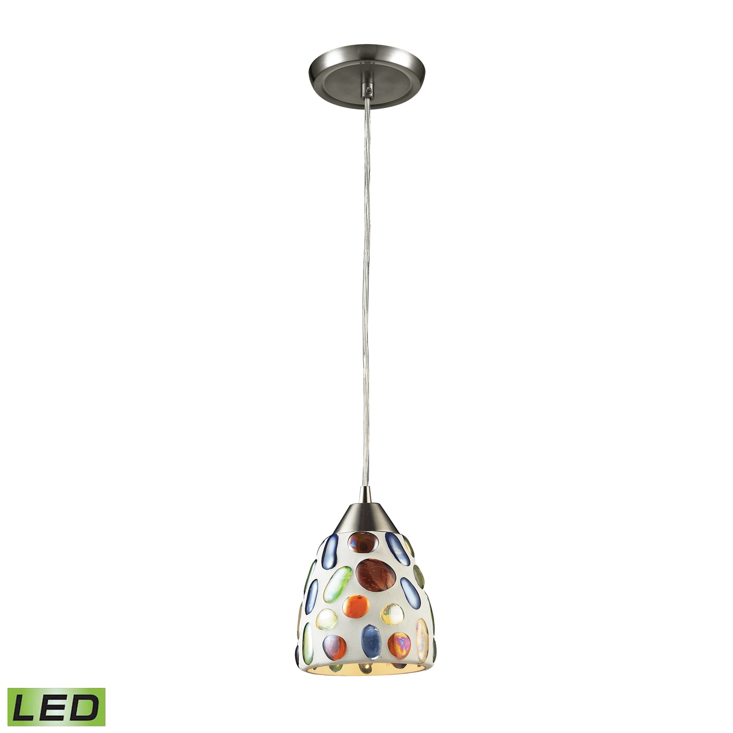 Gemstone 6'' Wide 1-Light Pendant - Satin Nickel - Includes LED Bulb