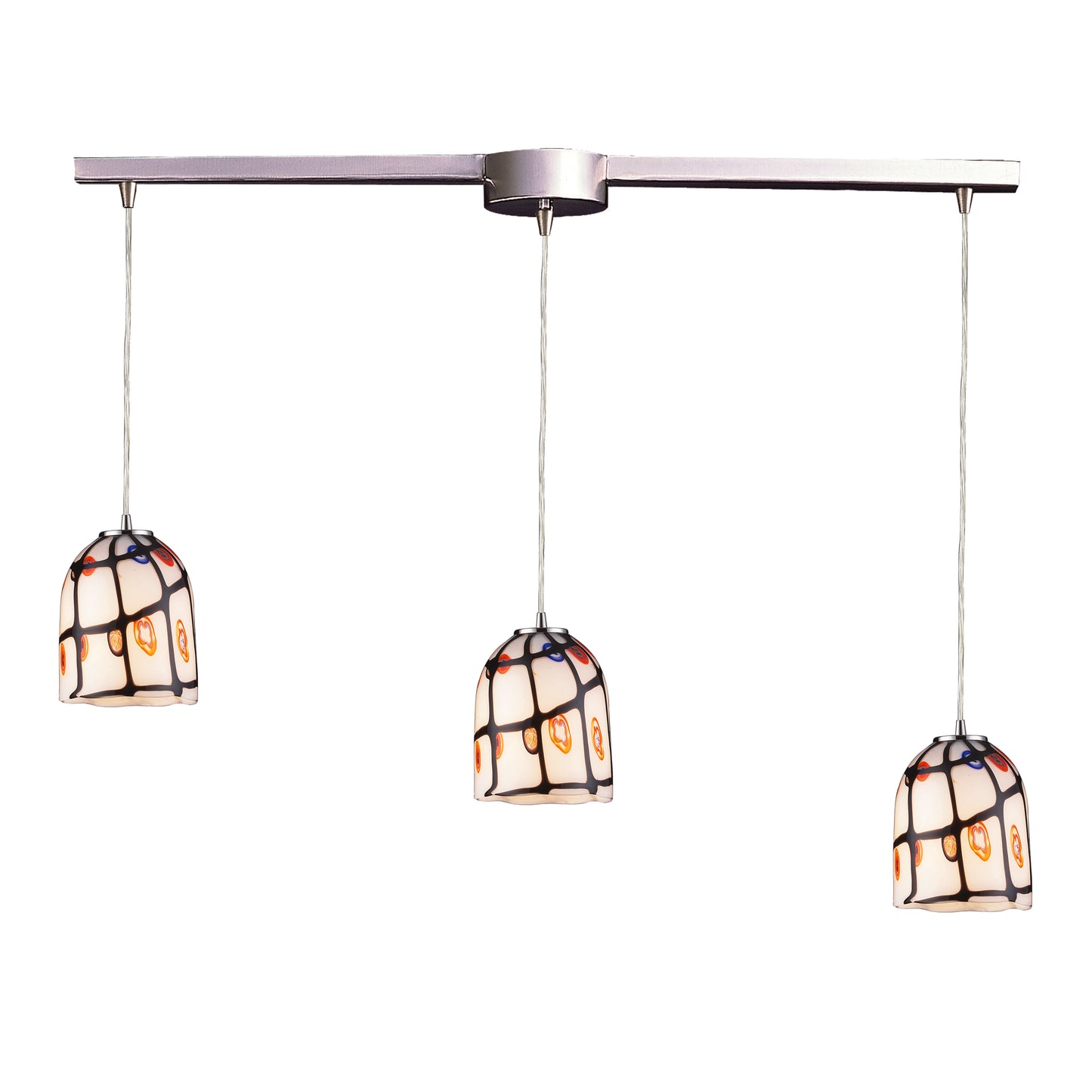 Rapture 36'' Wide 3-Light Multi Pendant - Satin Nickel and Ivory