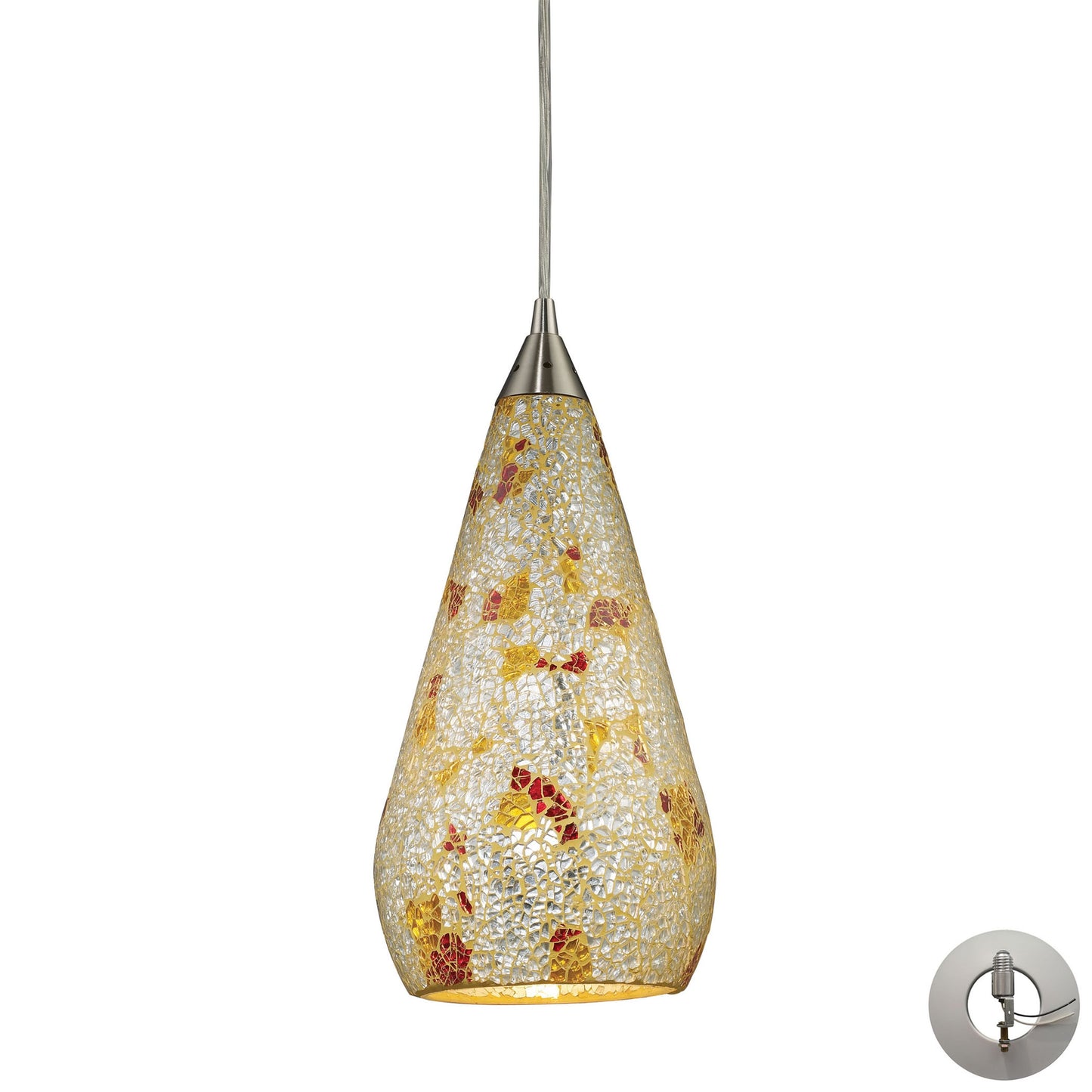 Curvalo 6'' Wide 1-Light Mini Pendant - Satin Nickel - Includes Adapter Kit