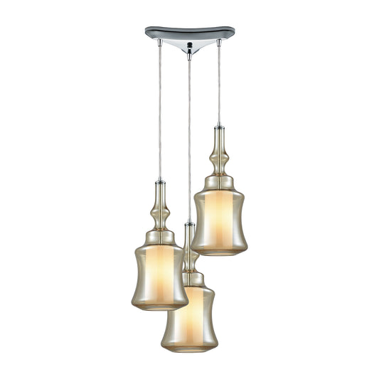 Alora 10'' Wide 3-Light Triangular Pendant - Polished Chrome