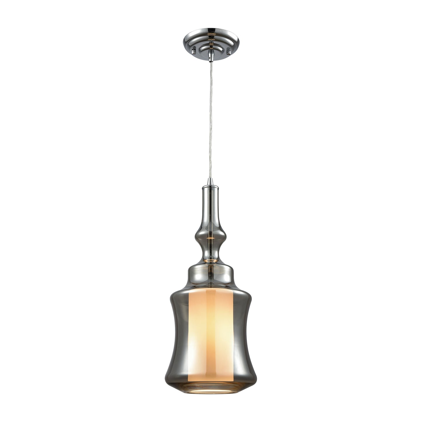 Alora 8'' Wide 1-Light Mini Pendant - Chrome with Smoke-Plated and Opal White Glass - Includes Adapter Kit