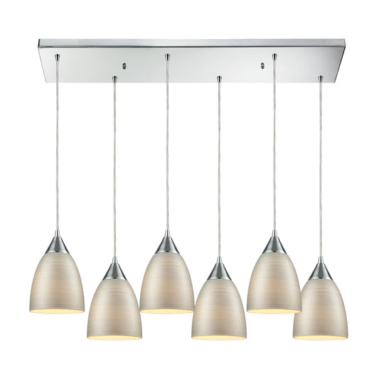 Merida 30'' Wide 6-Light Rectangular Pendant - Polished Chrome