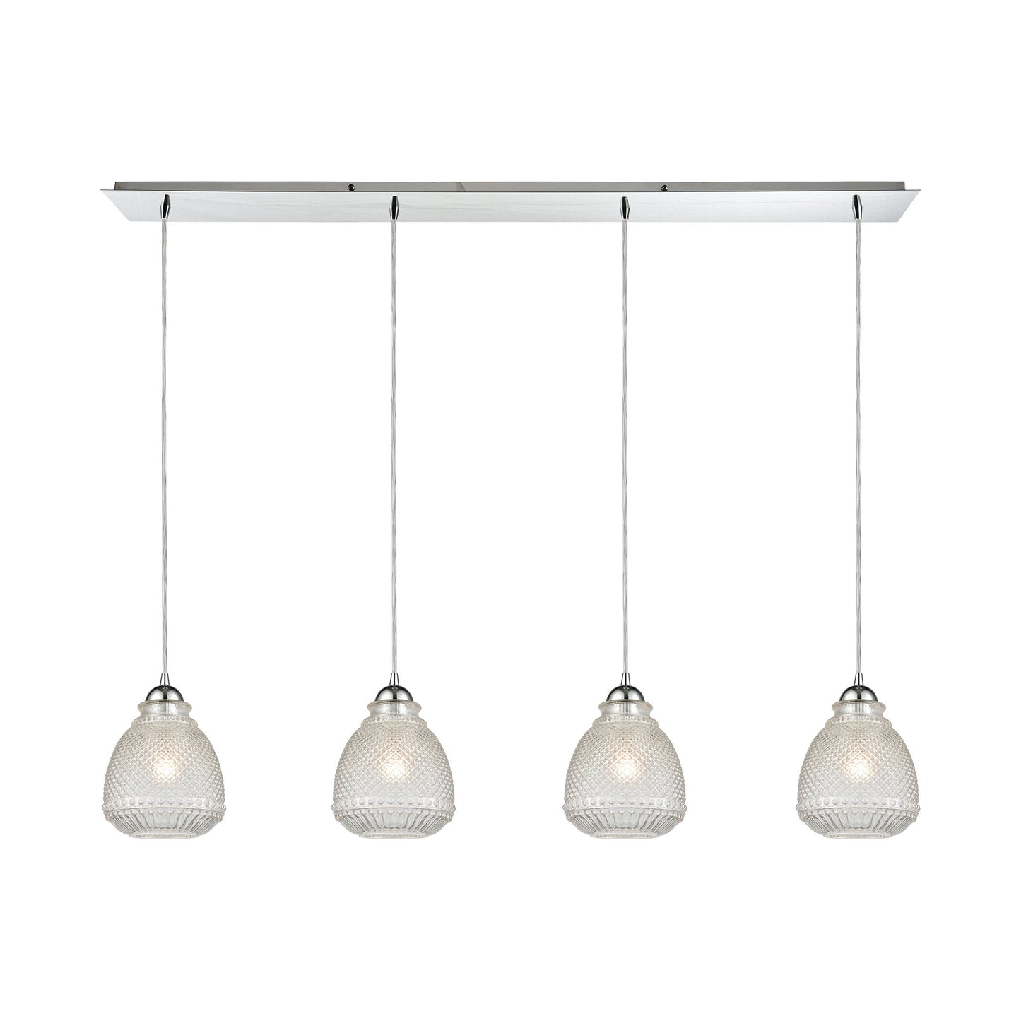 Victoriana 46'' Wide 4-Light Linear Pendant - Polished Chrome with Clear Crosshatched Glass