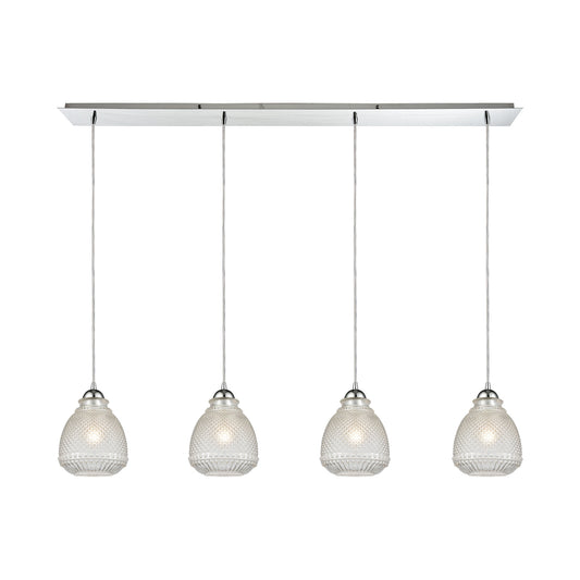 Victoriana 46'' Wide 4-Light Linear Pendant - Polished Chrome with Clear Crosshatched Glass
