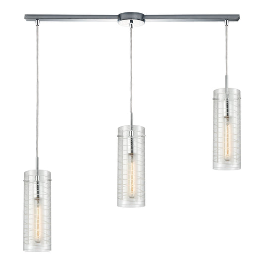 Swirl 38'' Wide 3-Light Slim Linear Pendant - Polished Chrome