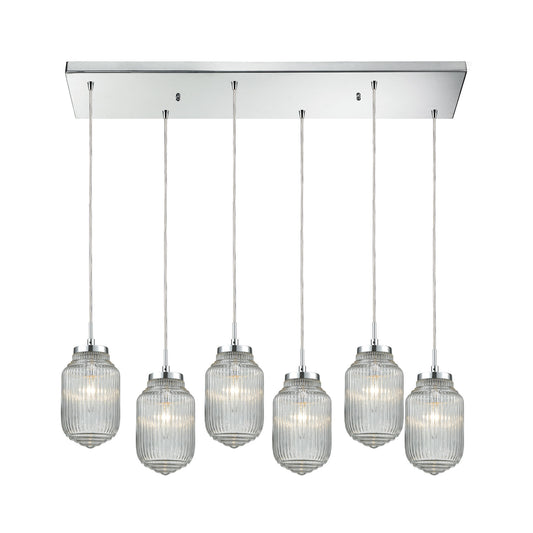 Dubois 32'' Wide 6-Light Rectangular Pendant - Polished Chrome