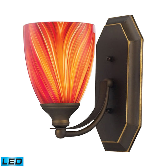 Mix-N-Match Vanity 1-Light Wall Lamp in Aged Bronze with Multi-colored Glass - Includes LED Bulb