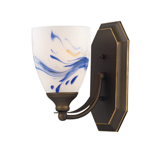 Mix-N-Match Vanity 1-Light Wall Lamp in Aged Bronze with Mountain Glass