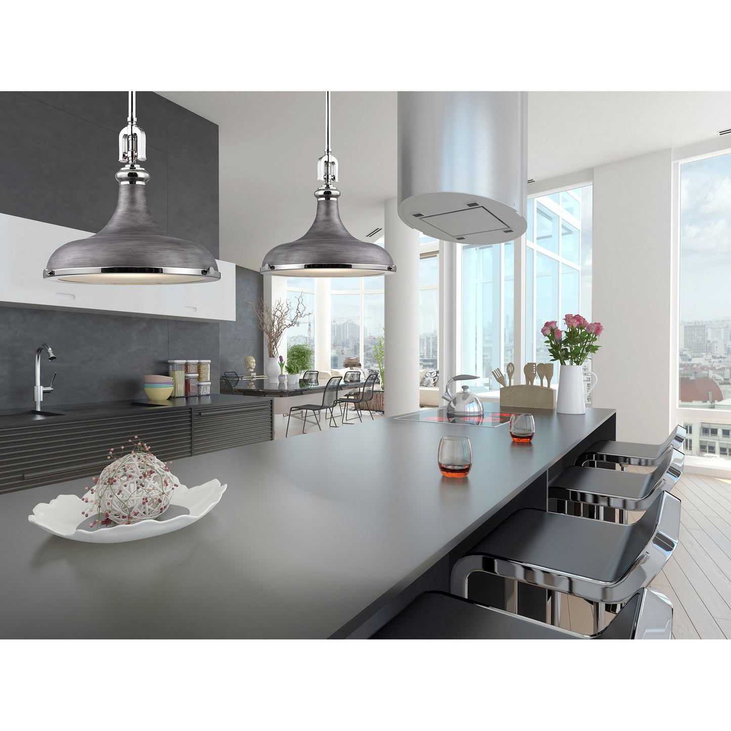 Rutherford 15'' Wide 1-Light Pendant - Weathered Zinc