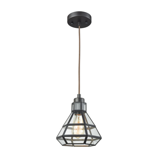 Window Pane 8'' Wide 1-Light Mini Pendant - Oil Rubbed Bronze - Includes Adapter Kit