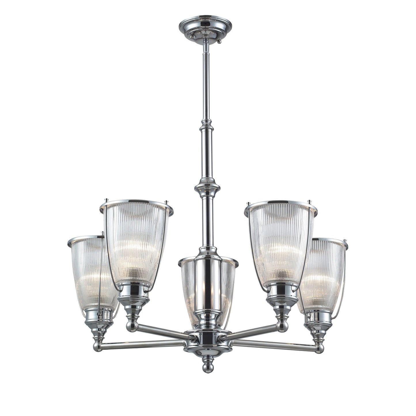 Halophane 26'' Wide 5-Light Chandelier - Polished Chrome