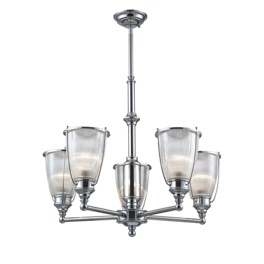 Halophane 26'' Wide 5-Light Chandelier - Polished Chrome