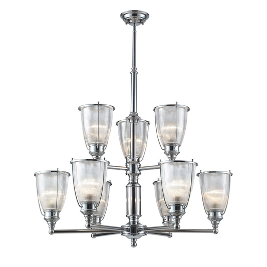 Halophane 33'' Wide 9-Light Chandelier - Polished Chrome