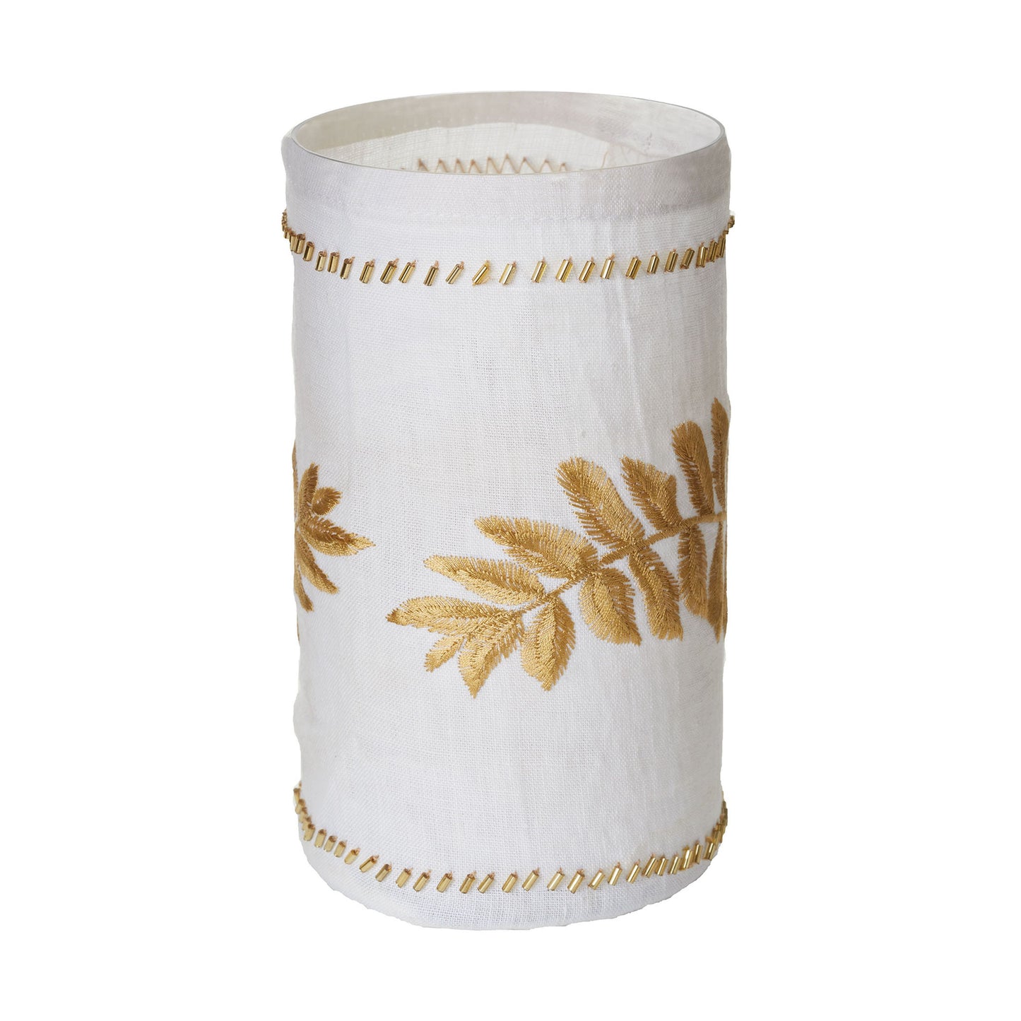 Linen Gold Stitched Fern Votive-lg