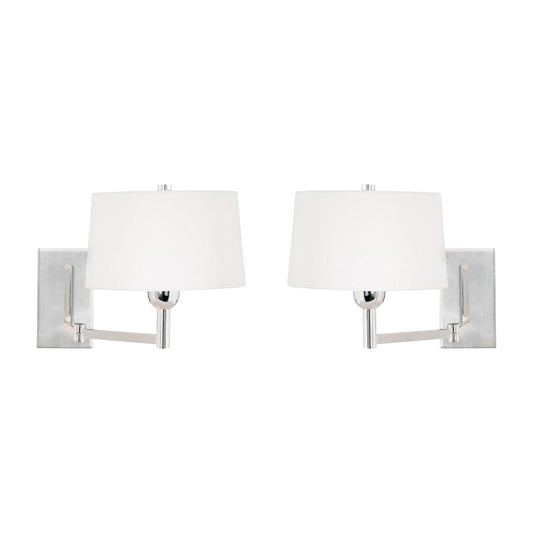 14'' High 1-Light Swingarm Sconce - Set of 2 Satin Nickel