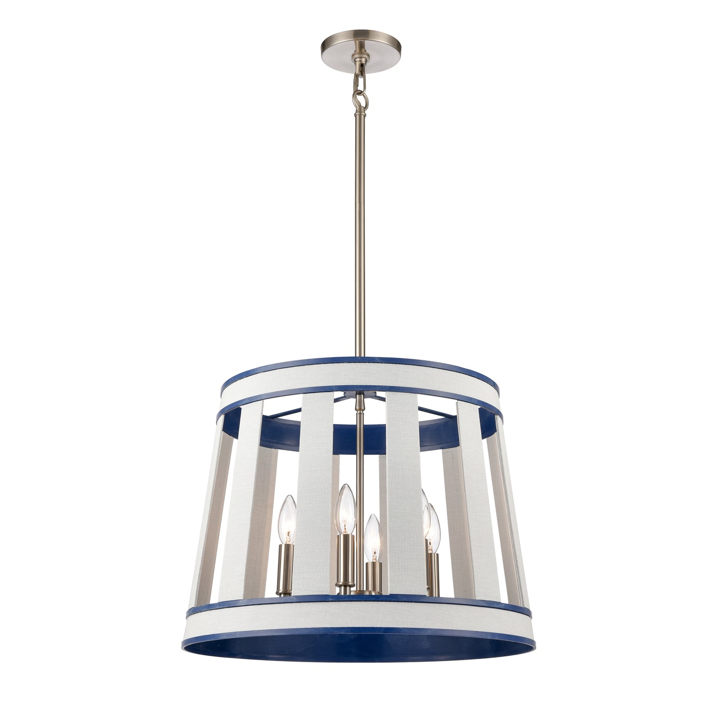 White Burlap 20'' Wide 6-Light Chandelier - Ocean Blue