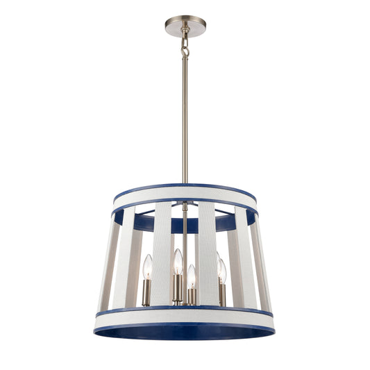 White Burlap 20'' Wide 6-Light Chandelier - Ocean Blue