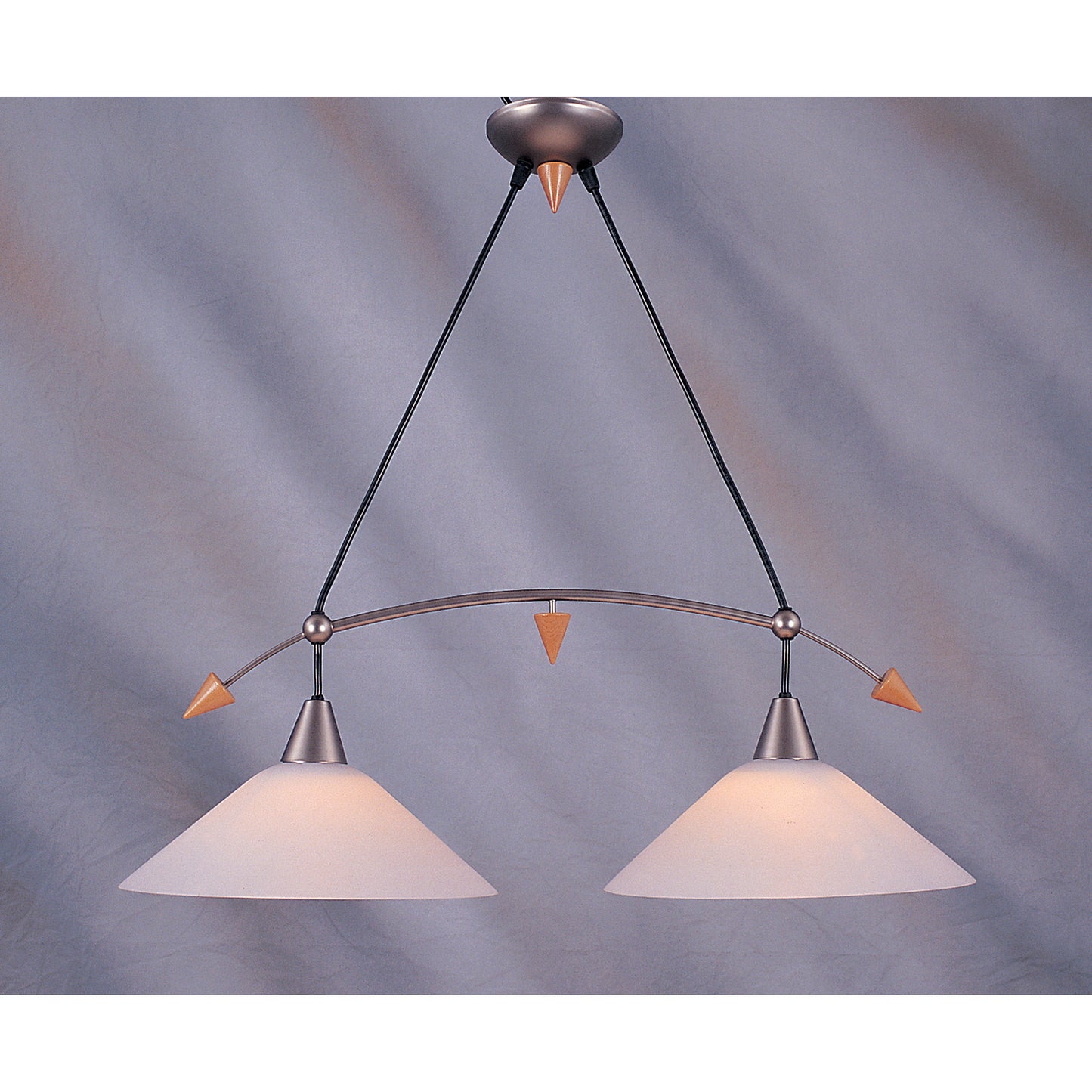 Comet 2-Light Linear Chandelier - Pewter with Wood Accents