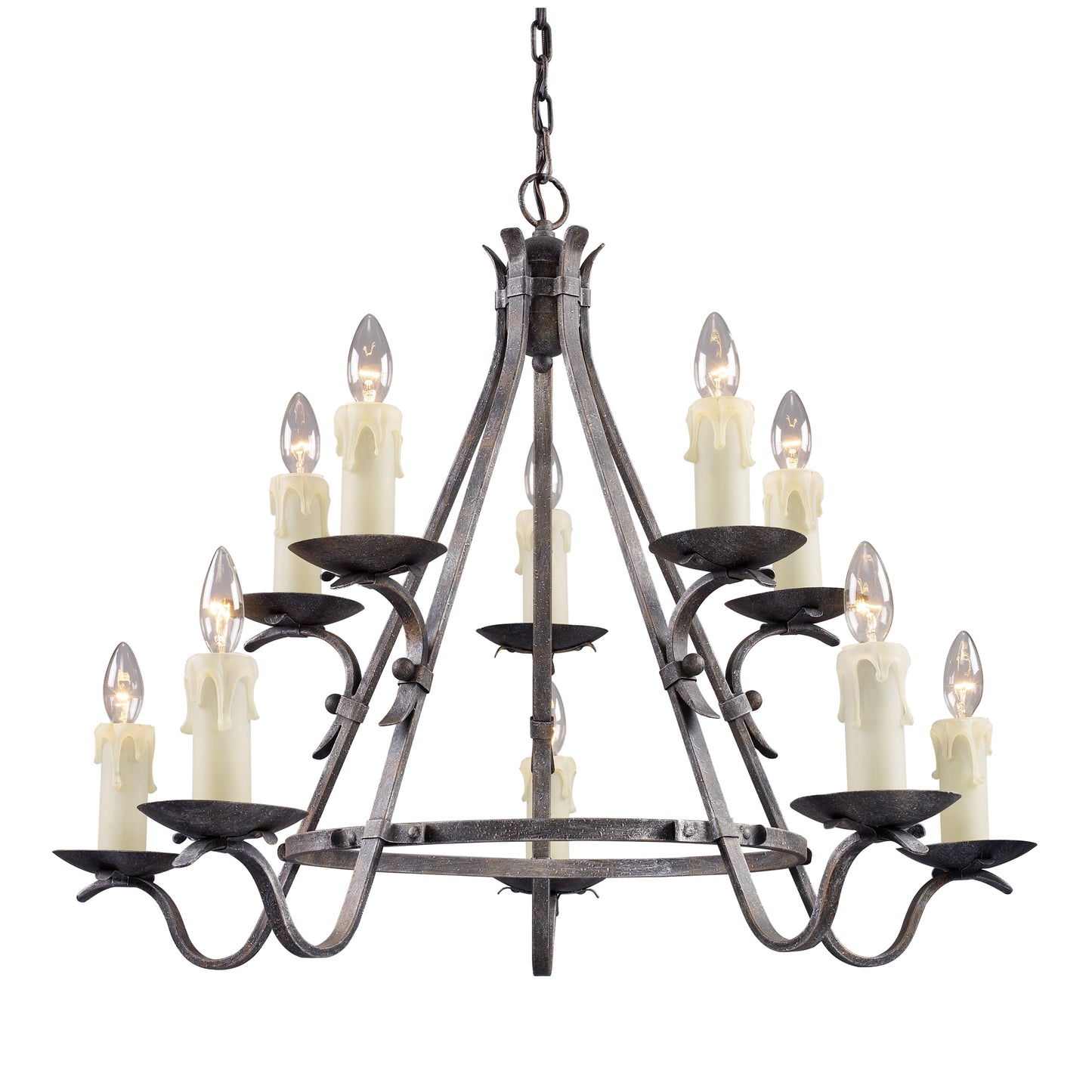 Jamestown 34'' Wide 10-Light Chandelier - Moonlit Rust