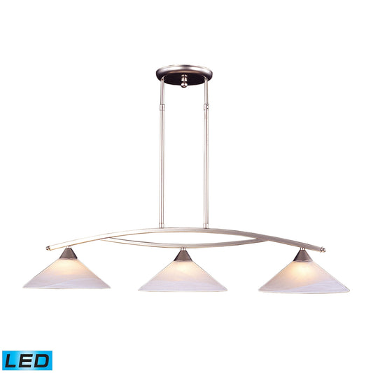 Elysburg 43'' Wide 3-Light Linear Chandelier - Satin Nickel - Includes LED Bulb
