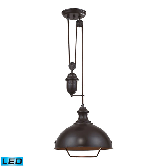 Farmhouse 14'' Wide 1-Light Pendant - Oiled Bronze - Includes LED Bulb