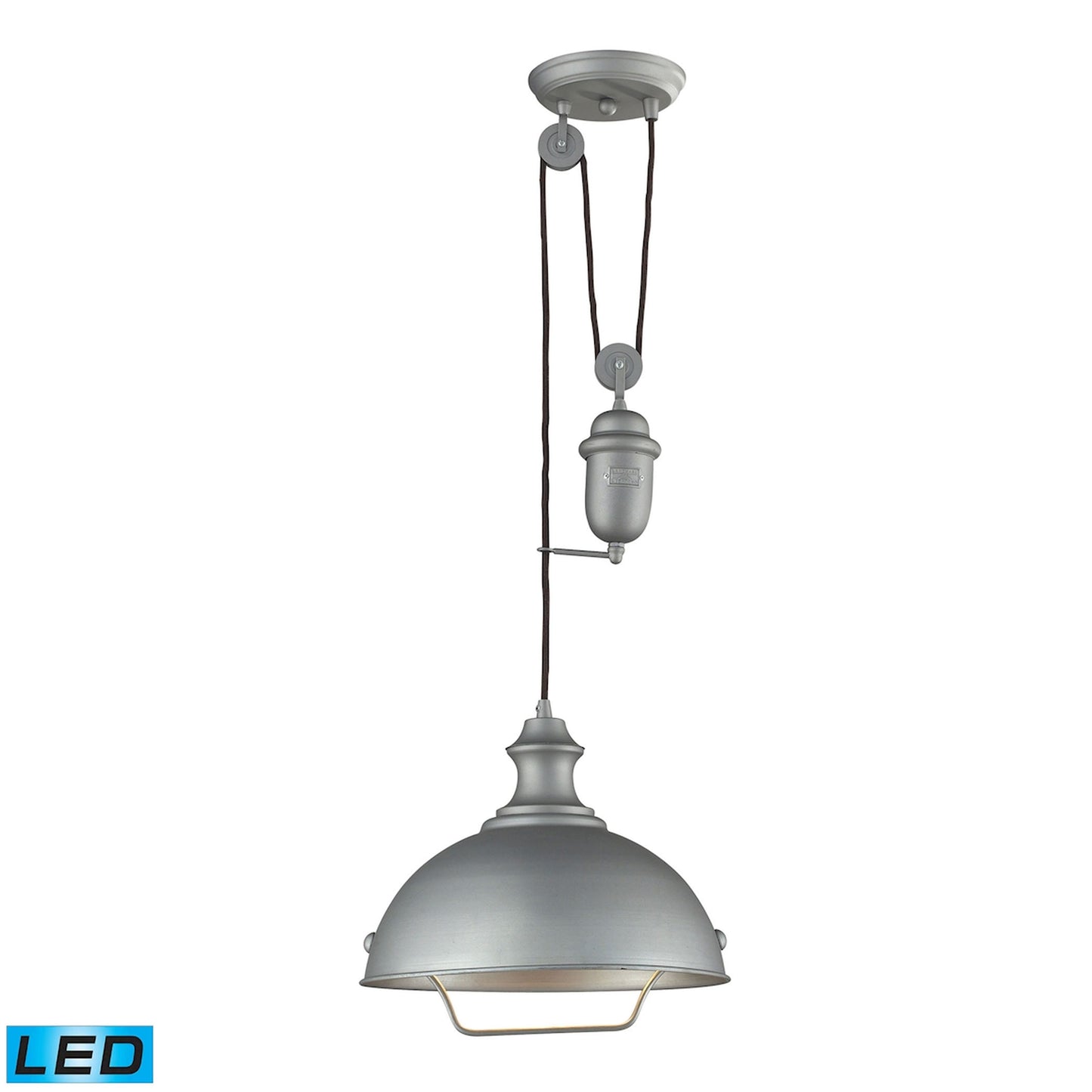 Farmhouse 14'' Wide 1-Light Pendant - Aged Pewter - Includes LED Bulb