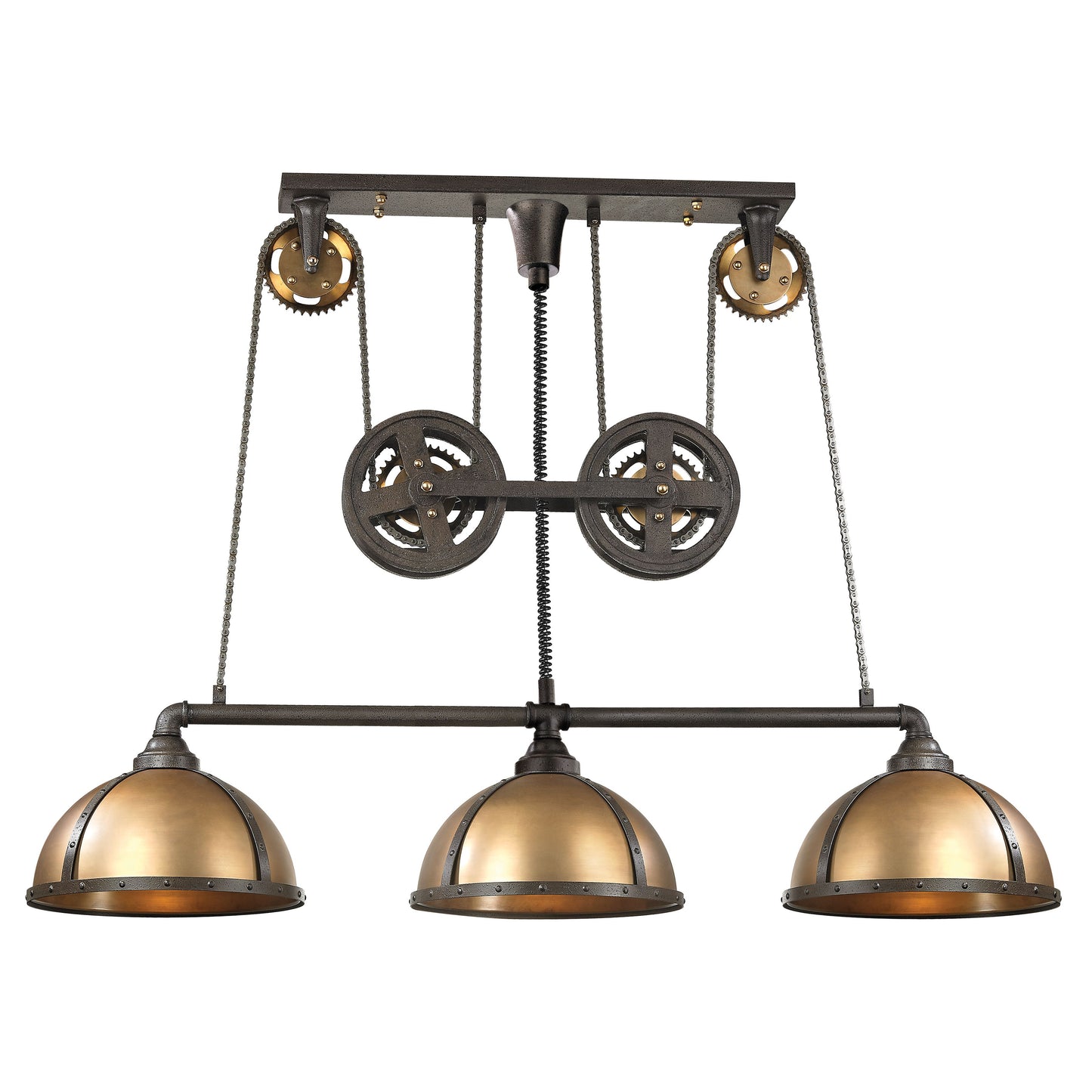 Torque 62'' Wide 3-Light Linear Chandelier - Vintage Rust