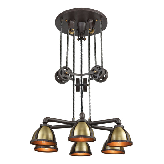 Torque 36'' Wide 6-Light Chandelier - Vintage Rust