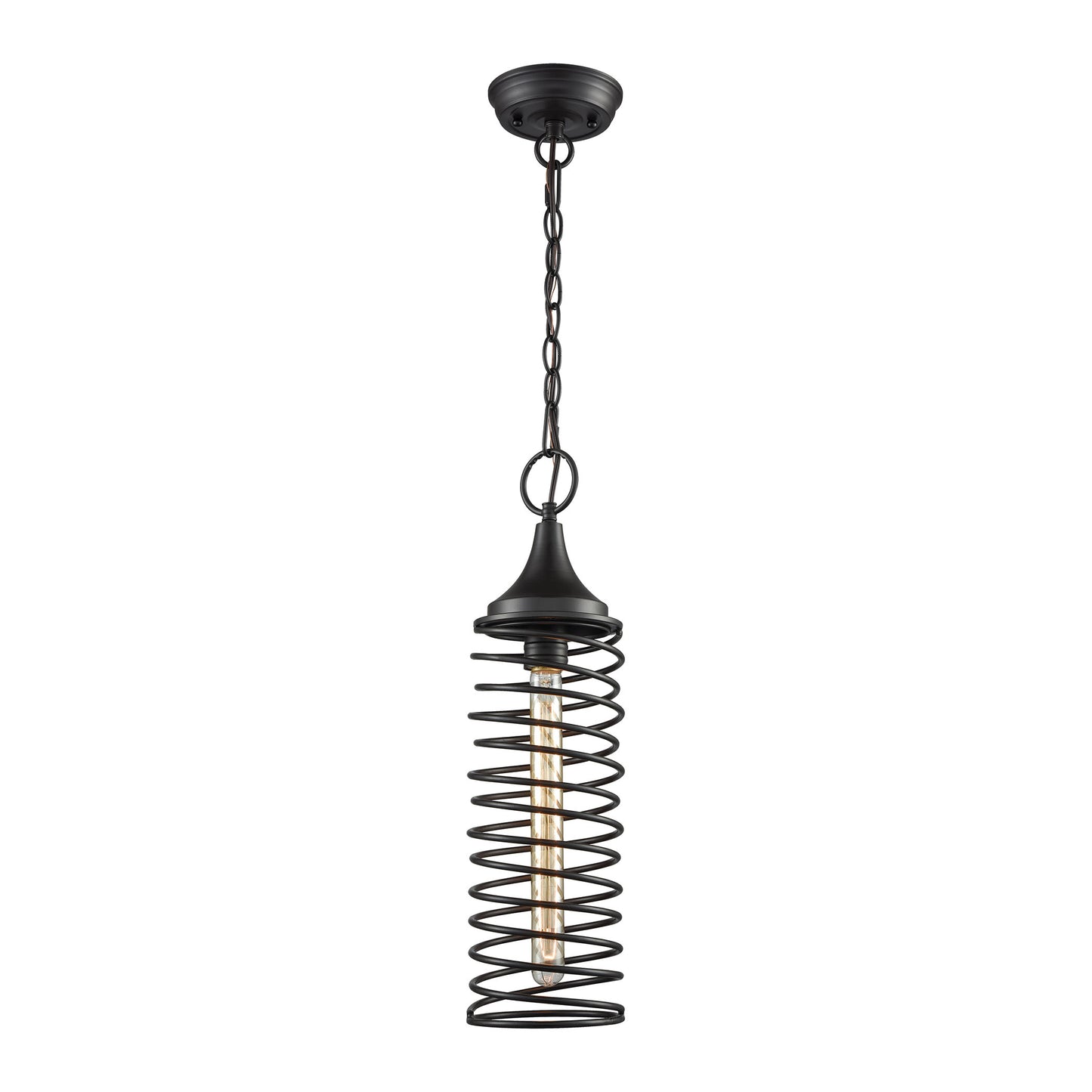 Spring 5'' Wide 1-Light Mini Pendant - Oil Rubbed Bronze - Includes Adapter Kit