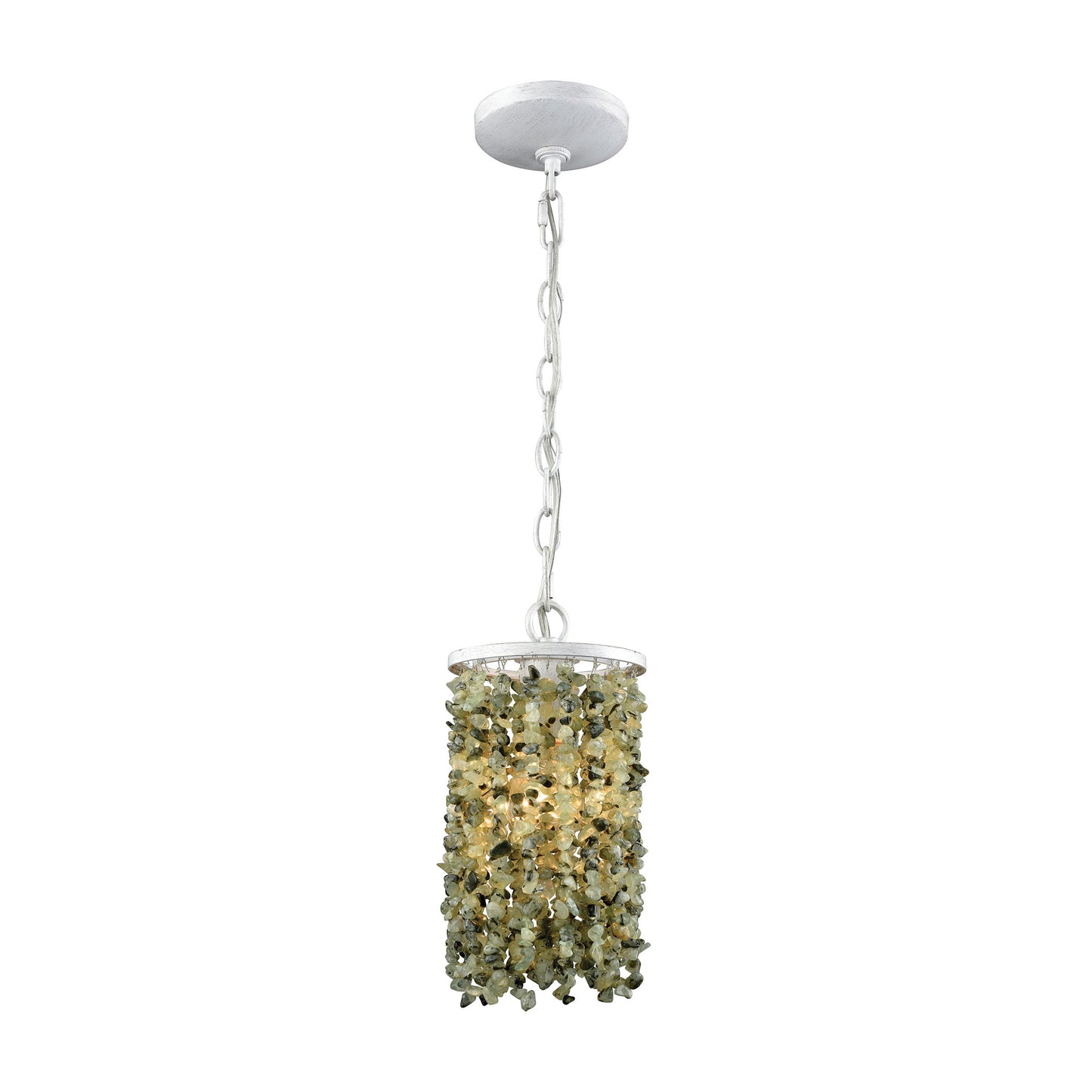 Agate Stones 6'' Wide 1-Light Mini Pendant - Off-white with Light Jade Agate Stones - Includes Adapter Kit