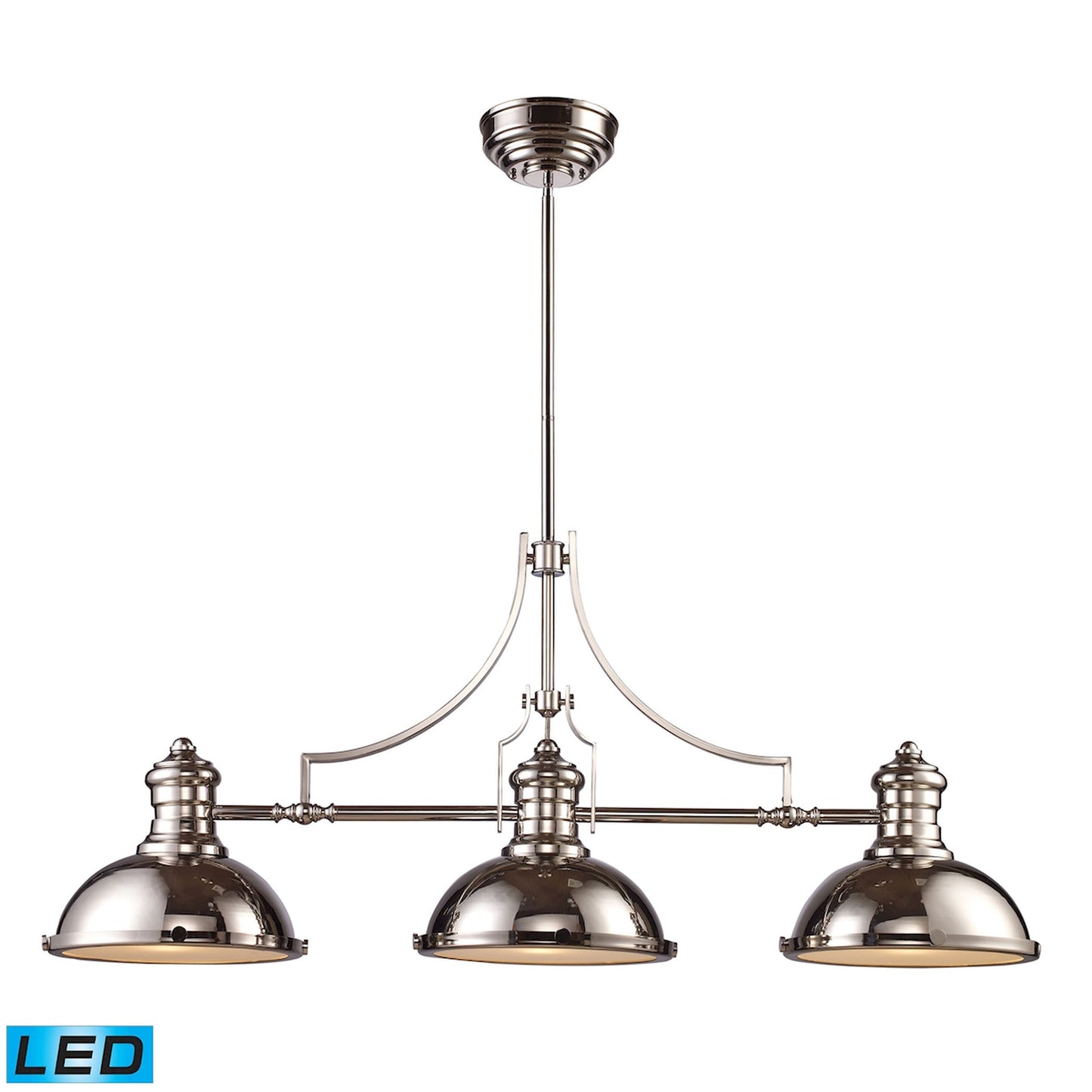 Chadwick 47'' Wide 3-Light Linear Chandelier - Polished Nickel - Includes LED Bulb