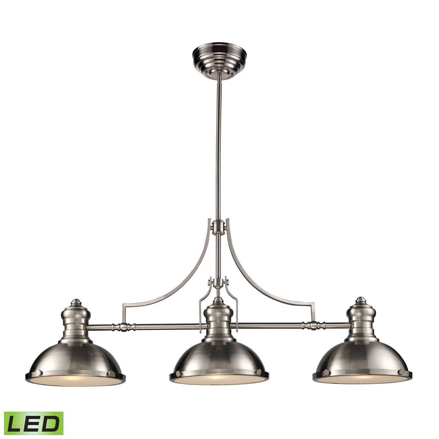 Chadwick 47'' Wide 3-Light Linear Chandelier - Satin Nickel - Includes LED Bulb