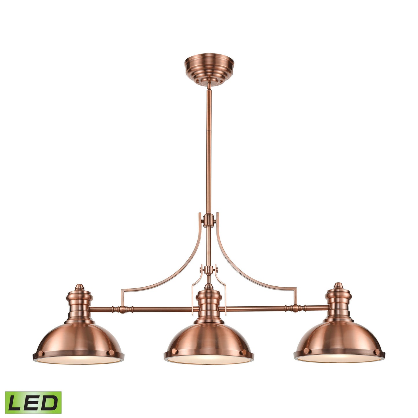 Chadwick 47'' Wide 3-Light Linear Chandelier - Antique Copper - Includes LED Bulb