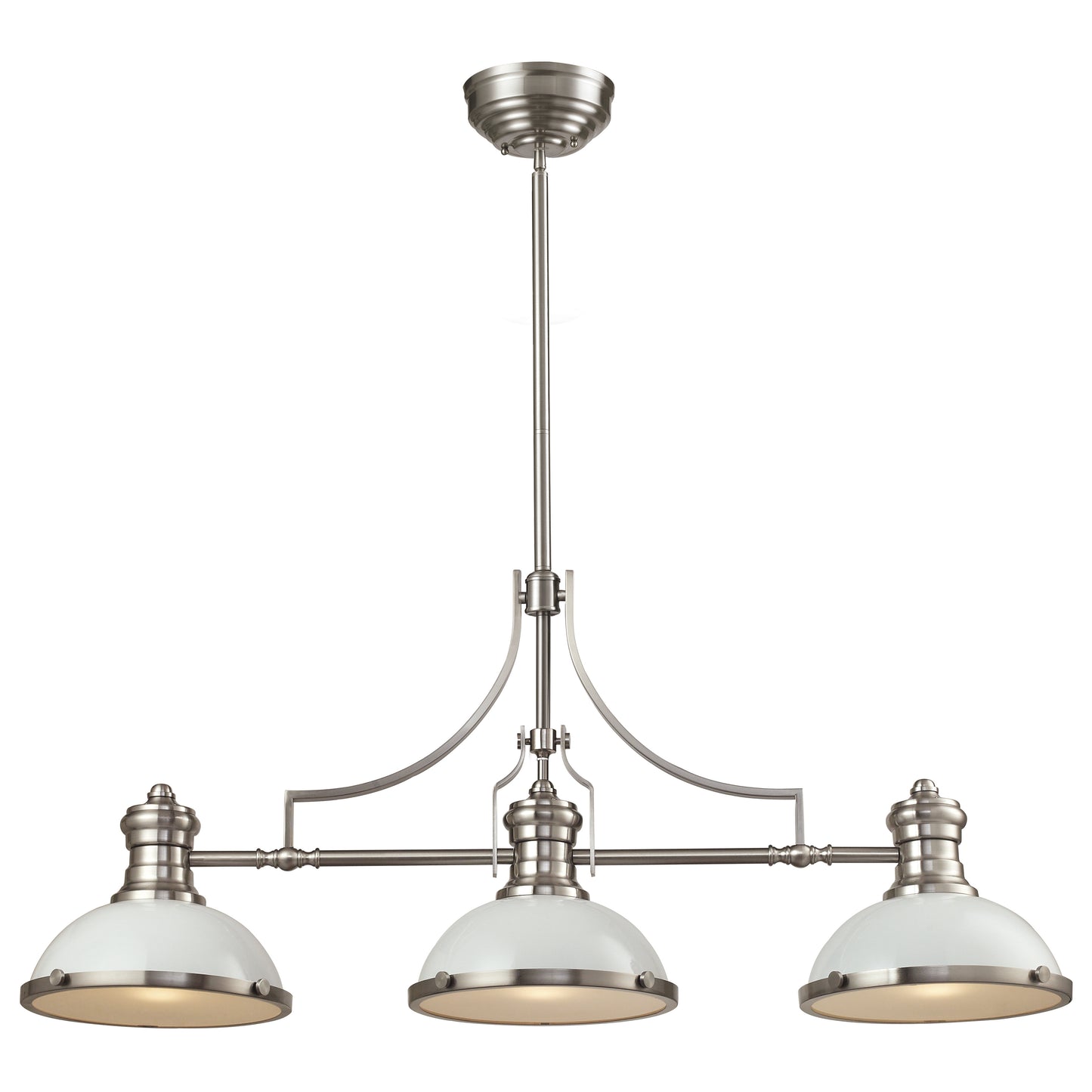 Chadwick 47'' Wide 3-Light Linear Chandelier - Satin Nickel with Gloss White
