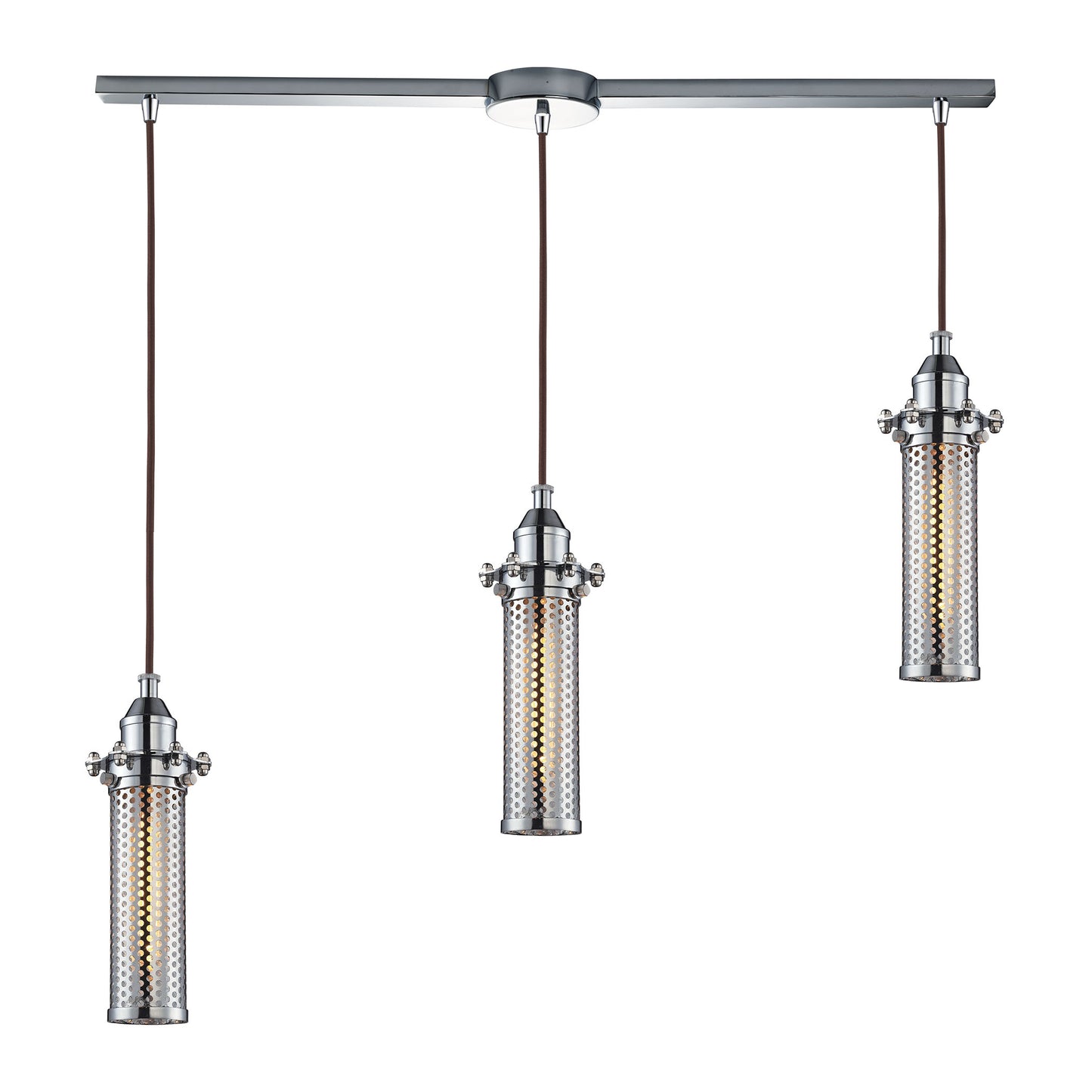 Fulton 5'' Wide 3-Light Slim Linear Pendant - Polished Chrome with Perforated Metal Shade
