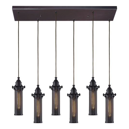 Fulton 30'' Wide 6-Light Rectangular Pendant - Oil Rubbed Bronze