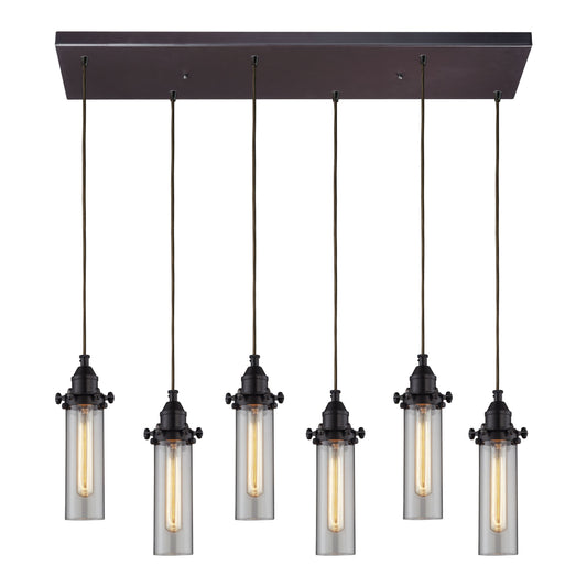 Fulton 30'' Wide 6-Light Rectangular Pendant - Oil Rubbed Bronze