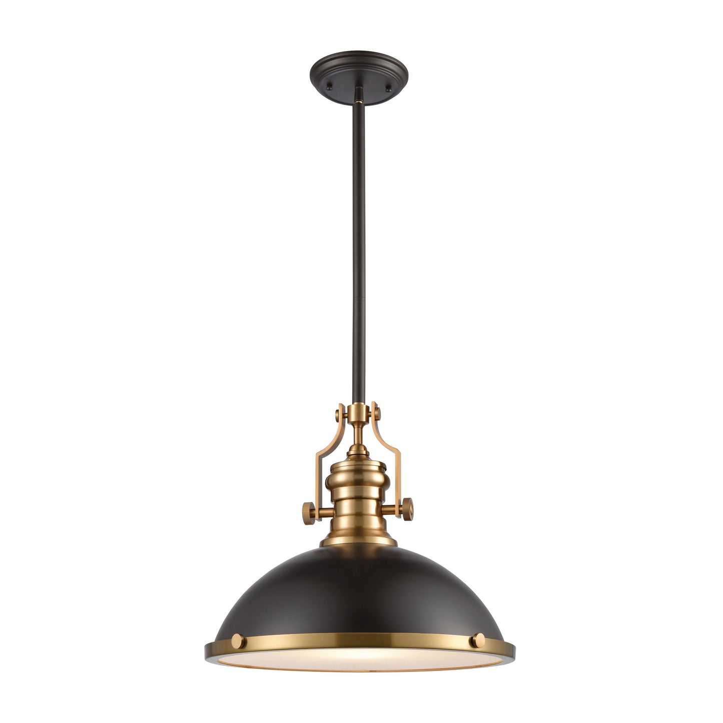Chadwick 17'' Wide 1-Light Pendant - Matte Black and Satin Brass