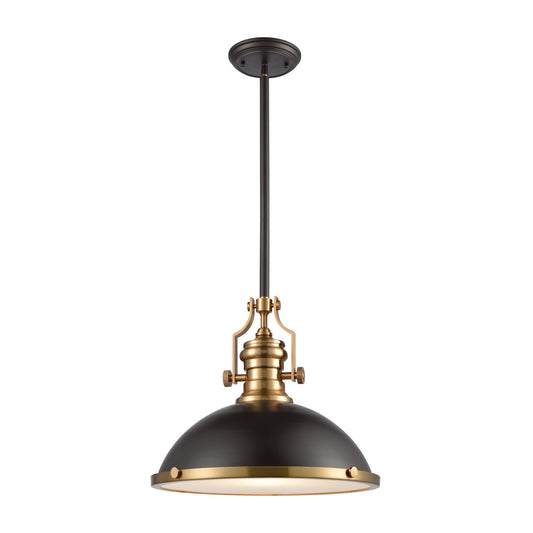 Chadwick 17'' Wide 1-Light Pendant - Matte Black and Satin Brass